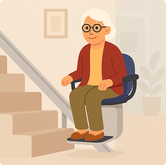 Elderly person on stairlift